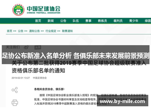 足协公布新准入名单分析 各俱乐部未来发展前景预测